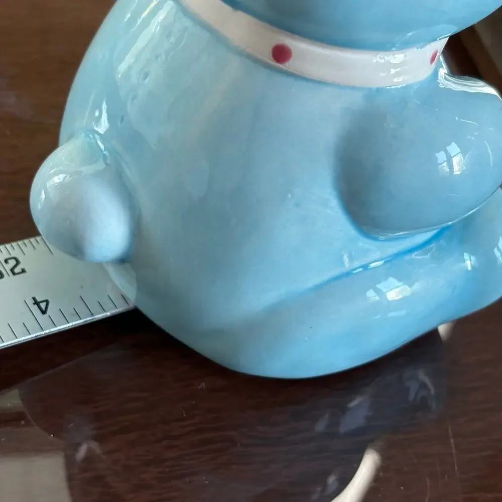 Vintage Blue Teddy Bear Piggy Bank Born Today Baby Keepsake Taiwan